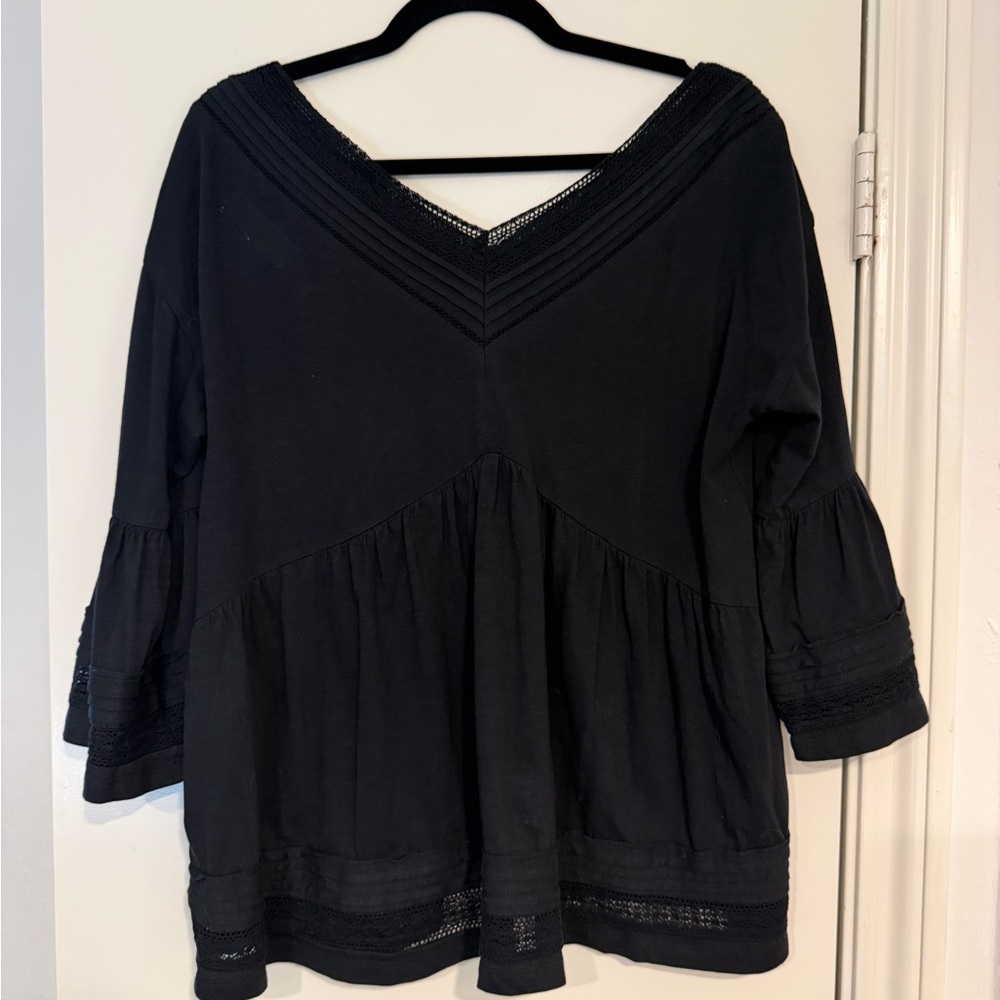 Anthropologie Black V-Neck Blouse